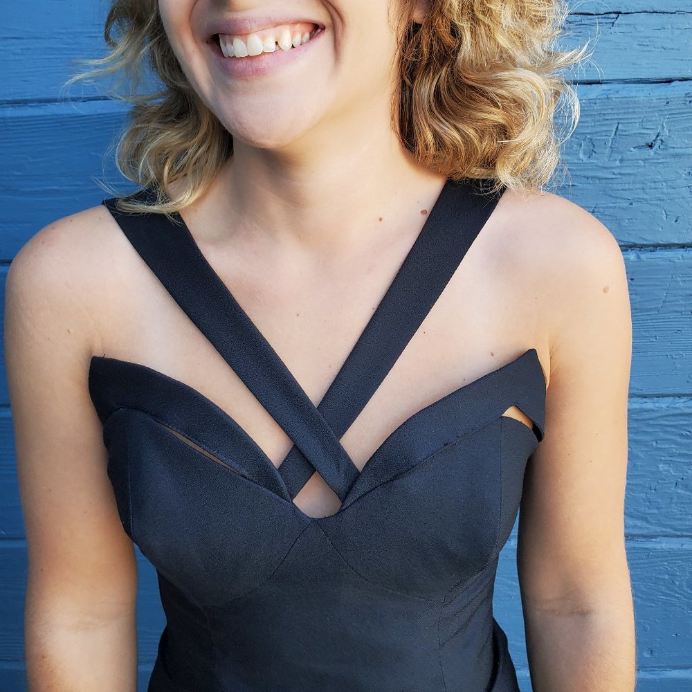 vintage 1990s black dress by Francais - Picture 5 of 9